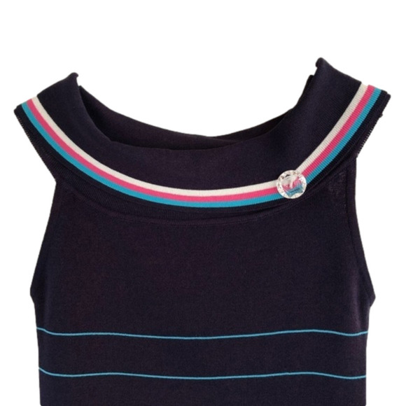 Isola Sleeveless knit sweater colour block. Navy & pink Boat neck Quality fabric - Picture 4 of 10